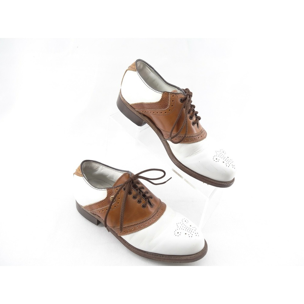 Vintage FootJoy Classics White Brown Professional Oxford Golf Cleats‎ Size 6.5 D